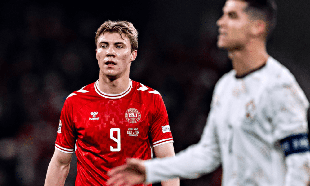 Why did Rasmus Hojlund celebrates like Cristiano Ronaldo after scoring against Portugal?