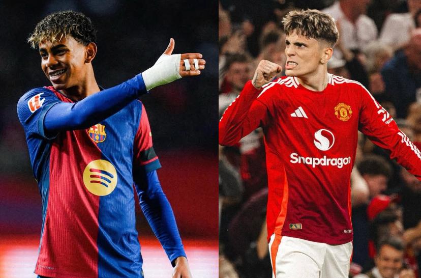 Alejandro Garnacho's five-word message to Lamine Yamal after Champions League performance
